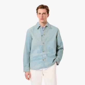 Camisa de ganga masculina com motivo paisagístico
