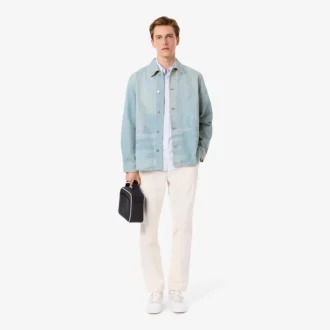 Camisa de ganga masculina com motivo paisagístico