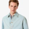 Camisa de ganga masculina com motivo paisagístico