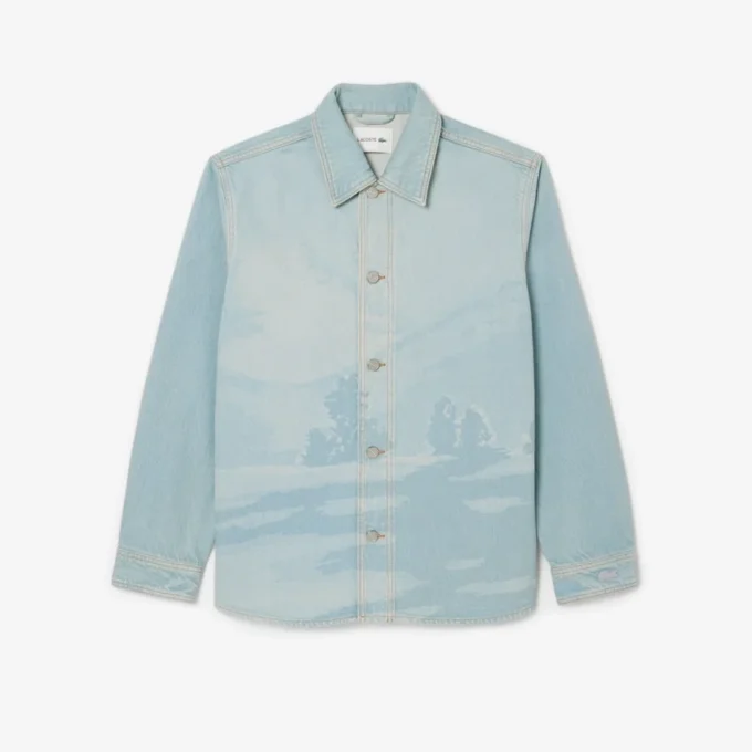 Camisa de ganga masculina com motivo paisagístico