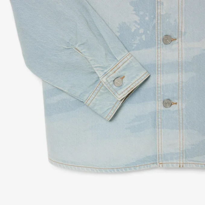 Camisa de ganga masculina com motivo paisagístico