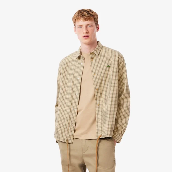 Camisa de ganga oversized em xadrez para homem