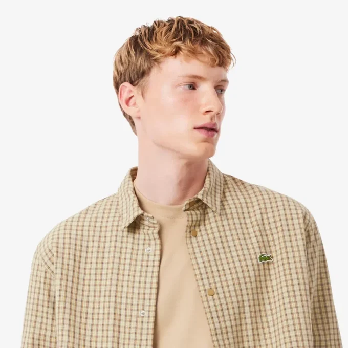 Camisa de ganga oversized em xadrez para homem