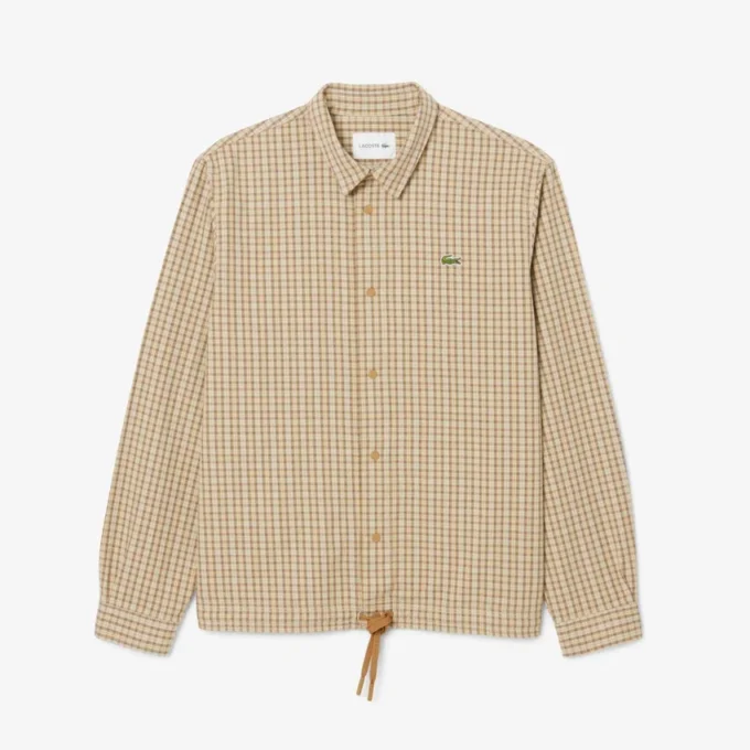 Camisa de ganga oversized em xadrez para homem