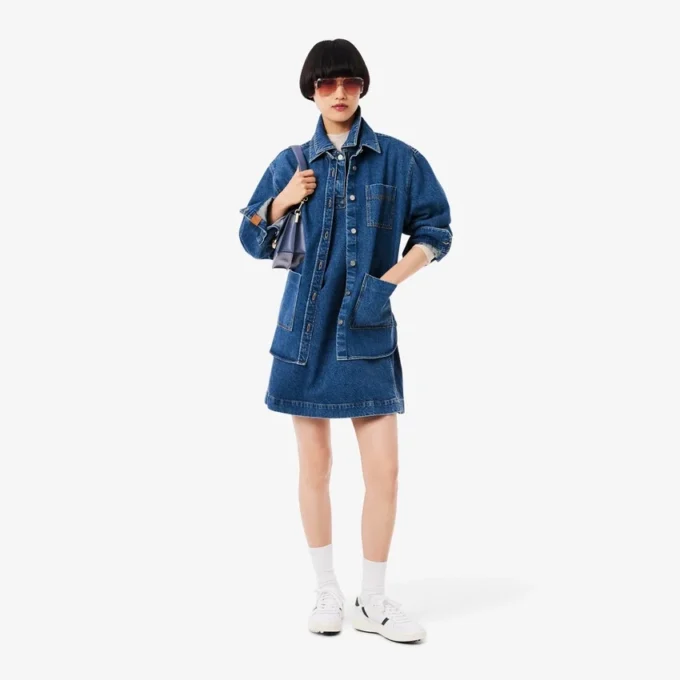 Camisa de ganga oversized para mulher