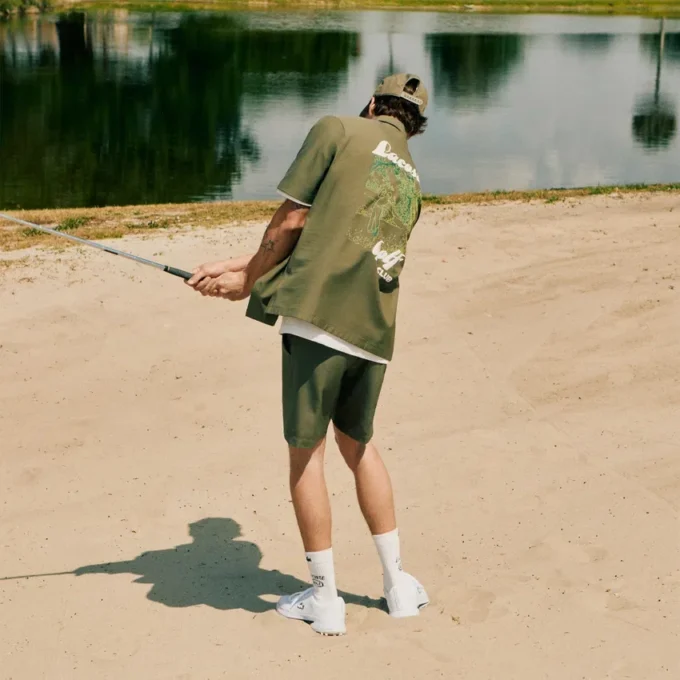 Camisa de golfe elástica estampada Ultra Dry para homem