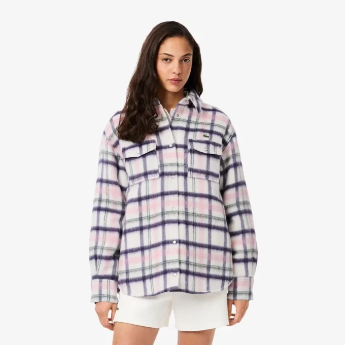 Camisa de lã acolchoada oversized para mulher