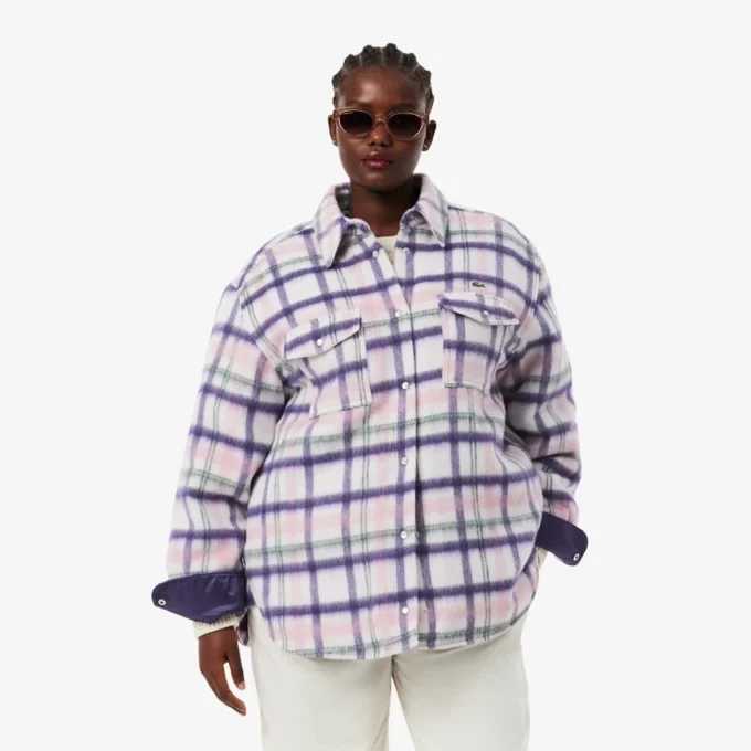 Camisa de lã acolchoada oversized para mulher