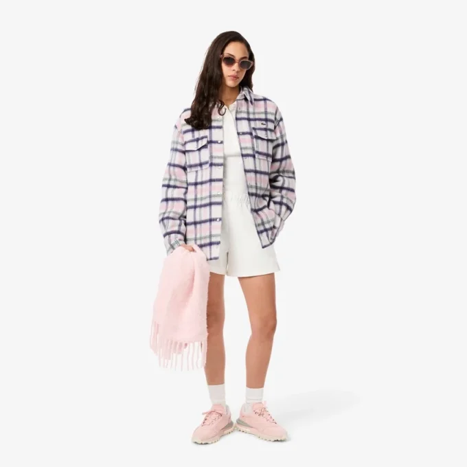 Camisa de lã acolchoada oversized para mulher