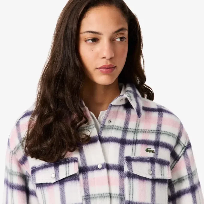 Camisa de lã acolchoada oversized para mulher