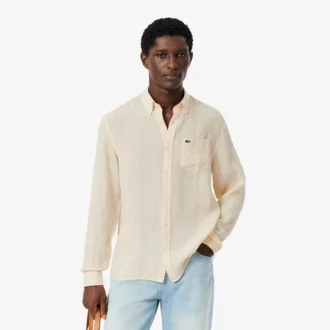 Camisa de linho de corte regular para homem