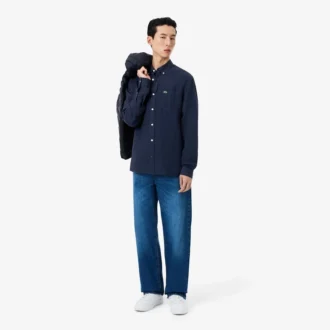 Camisa de linho de corte regular para homem