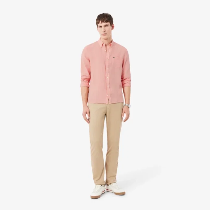 Camisa de linho de corte regular para homem