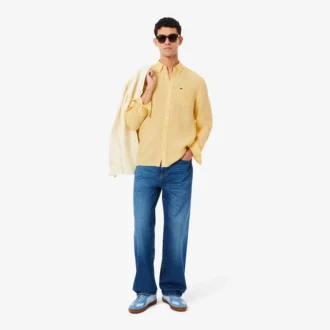 Camisa de linho de corte regular para homem