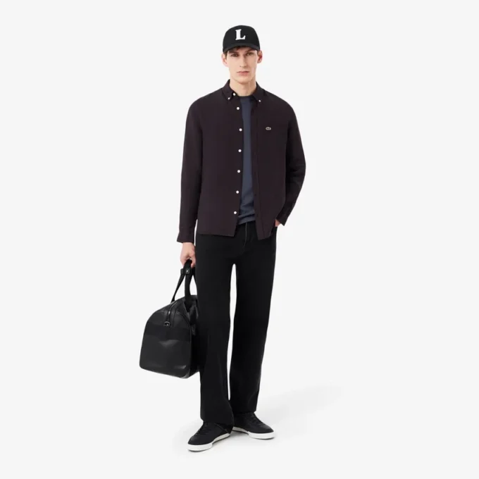 Camisa de linho de corte regular para homem