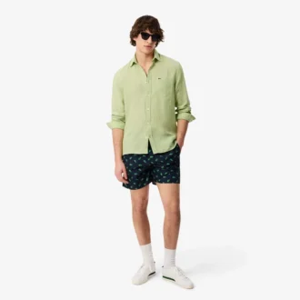 Camisa de linho de corte regular para homem