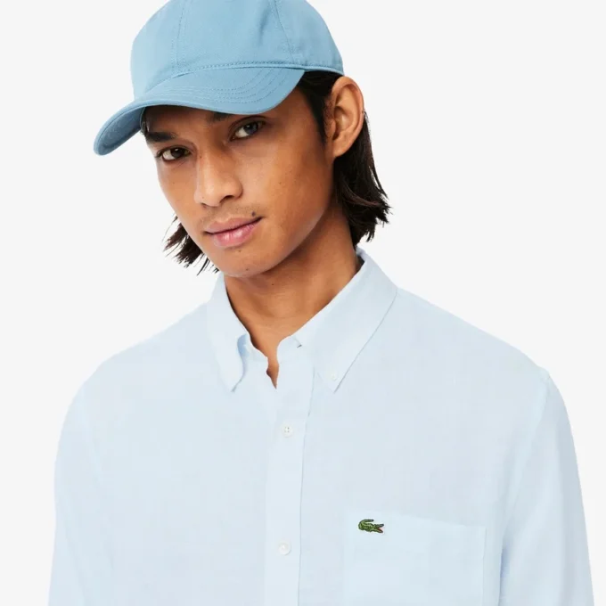 Camisa de linho de corte regular para homem