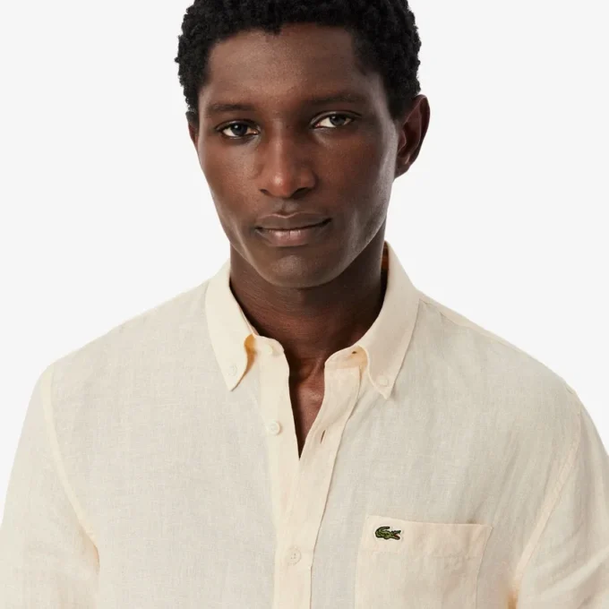 Camisa de linho de corte regular para homem