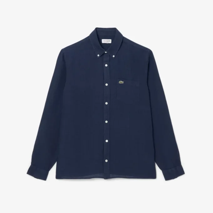 Camisa de linho de corte regular para homem