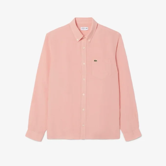 Camisa de linho de corte regular para homem