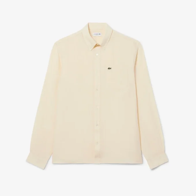 Camisa de linho de corte regular para homem