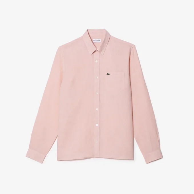 Camisa de linho de corte regular para homem