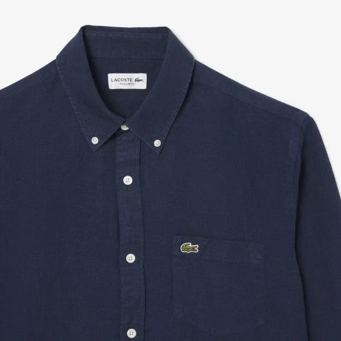 Camisa de linho de corte regular para homem