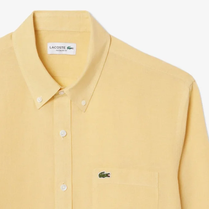 Camisa de linho de corte regular para homem