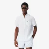 Camisa de linho de manga curta com corte regular para homem