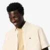 Camisa de linho de manga curta com corte regular para homem