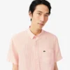 Camisa de linho de manga curta com corte regular para homem