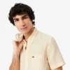 Camisa de linho de manga curta com corte regular para homem