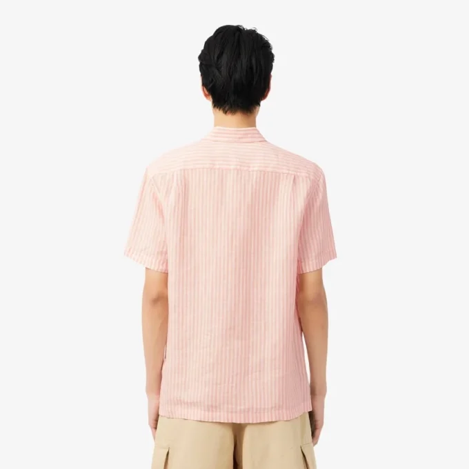 Camisa de linho de manga curta com corte regular para homem