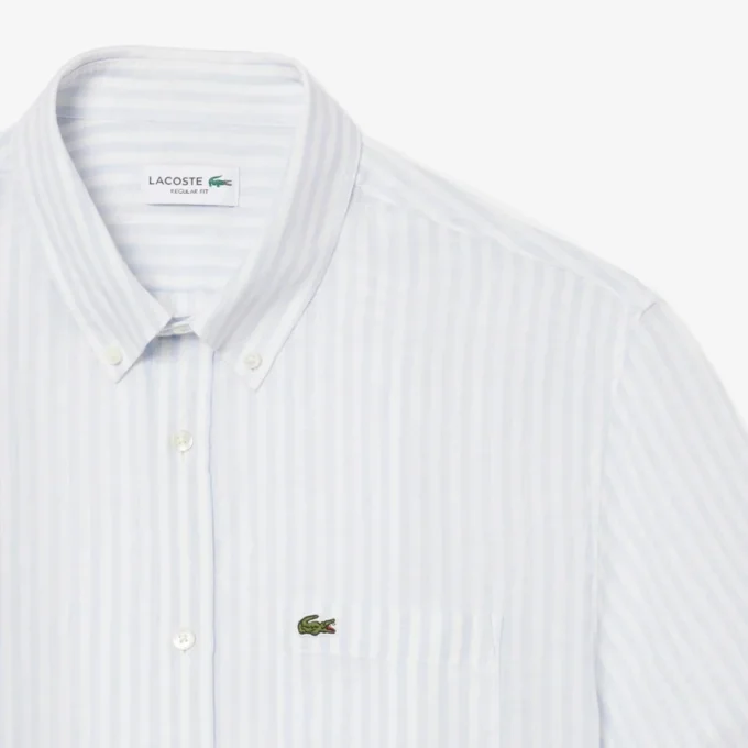 Camisa de linho de manga curta com corte regular para homem