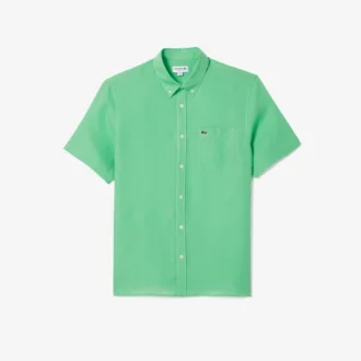Camisa de linho de manga curta para homem