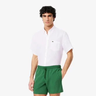 Camisa de linho de manga curta para homem