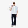Camisa de linho de manga curta para homem