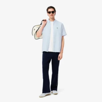 Camisa de linho de manga curta para homem