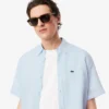 Camisa de linho de manga curta para homem