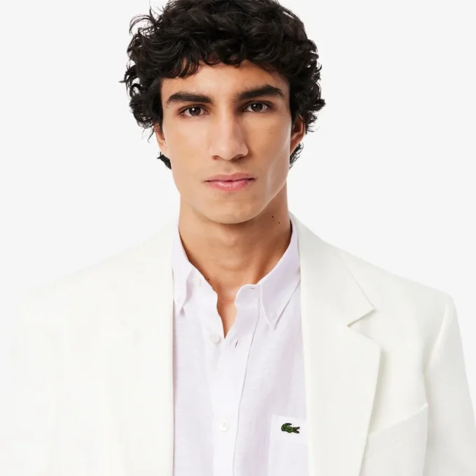 Camisa de linho de manga curta para homem