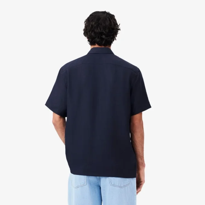 Camisa de linho de manga curta para homem