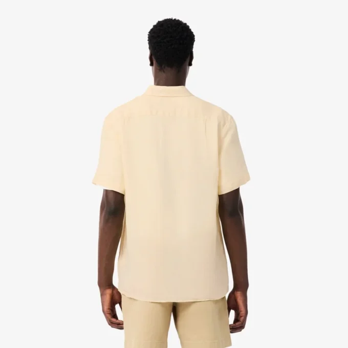 Camisa de linho de manga curta para homem