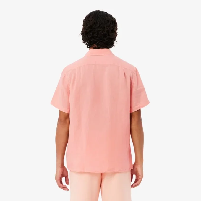 Camisa de linho de manga curta para homem