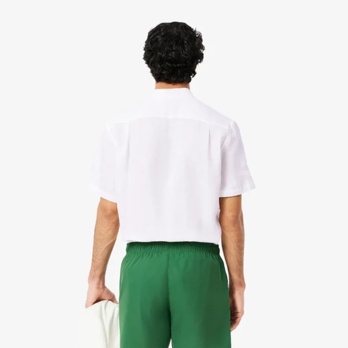 Camisa de linho de manga curta para homem