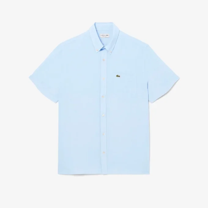 Camisa de linho de manga curta para homem