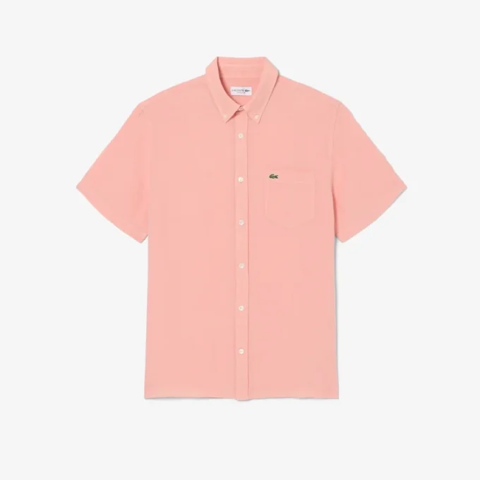 Camisa de linho de manga curta para homem