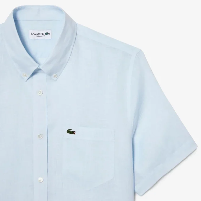 Camisa de linho de manga curta para homem