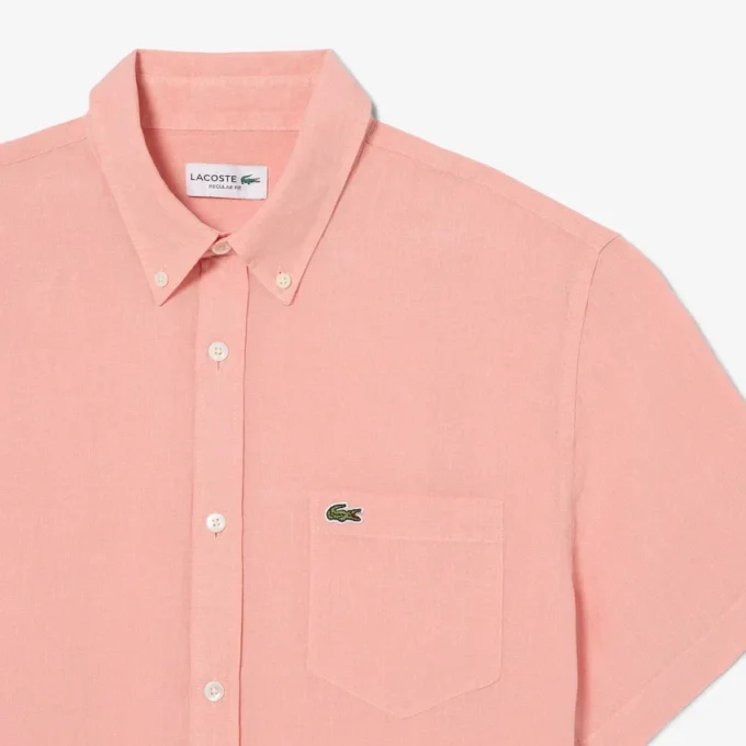 Camisa de linho de manga curta para homem