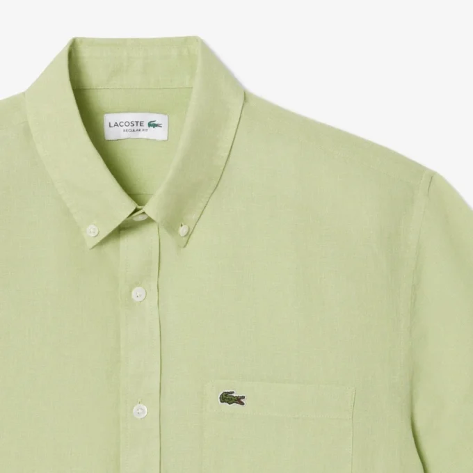 Camisa de linho de manga curta para homem