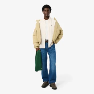Camisa de linho às riscas de corte regular para homem